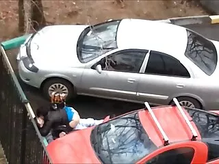 Big belly dude với người tiếng bf hd bạn làm nó bãi đậu xe công cộng với một gái điếm
